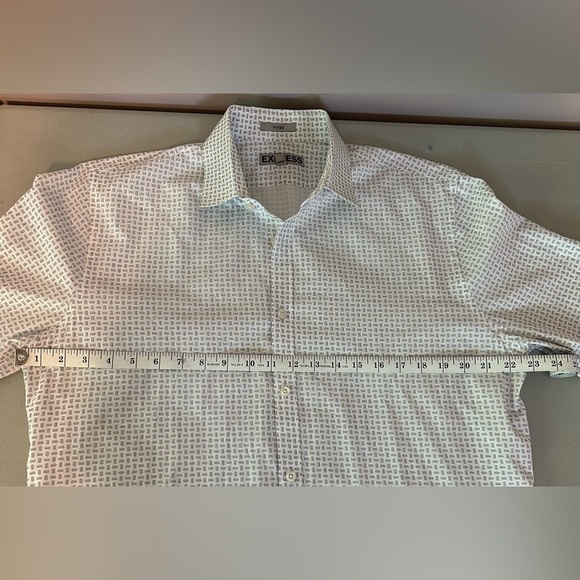 Express Large Mens 16-16 1/2 Fitted White Button Down Long Sleeve Shirt - Picture 5 of 12